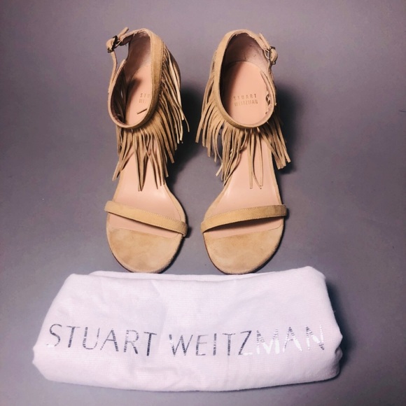 Authentic Stuart Weitzman Nude Fringes Sandals - Picture 4 of 7